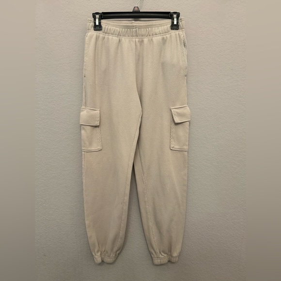 Hippie Rose Light Tan Knit Cargo Joggers - Picture 1 of 10